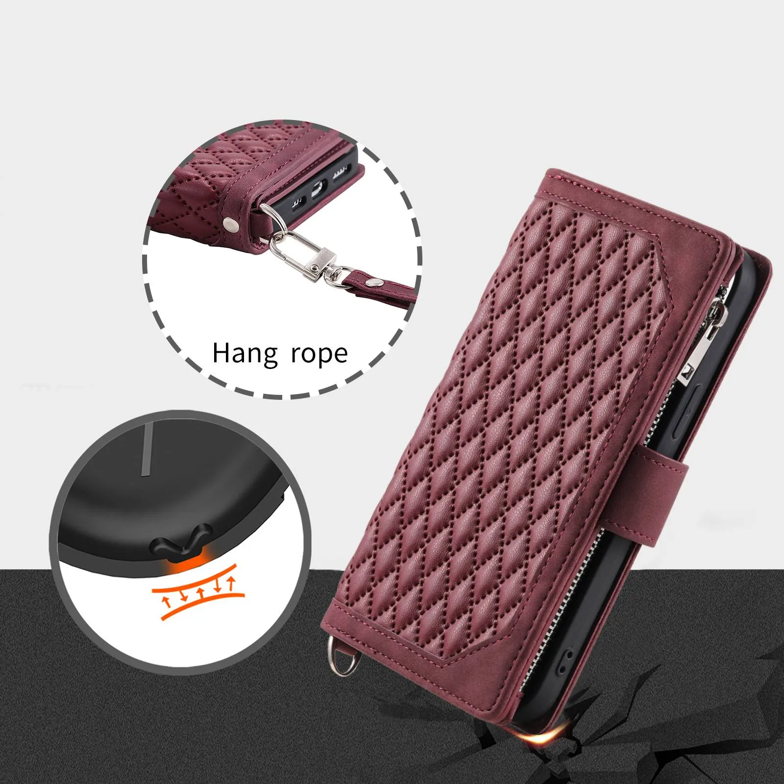 005 Style PU Leather Phone Cover for Xiaomi Redmi Note 11 Pro 4G (Mediatek) / 11 Pro 5G (Qualcomm), Rhombus Texture Zipper Pocket Shell Stand Wallet Case with Strap