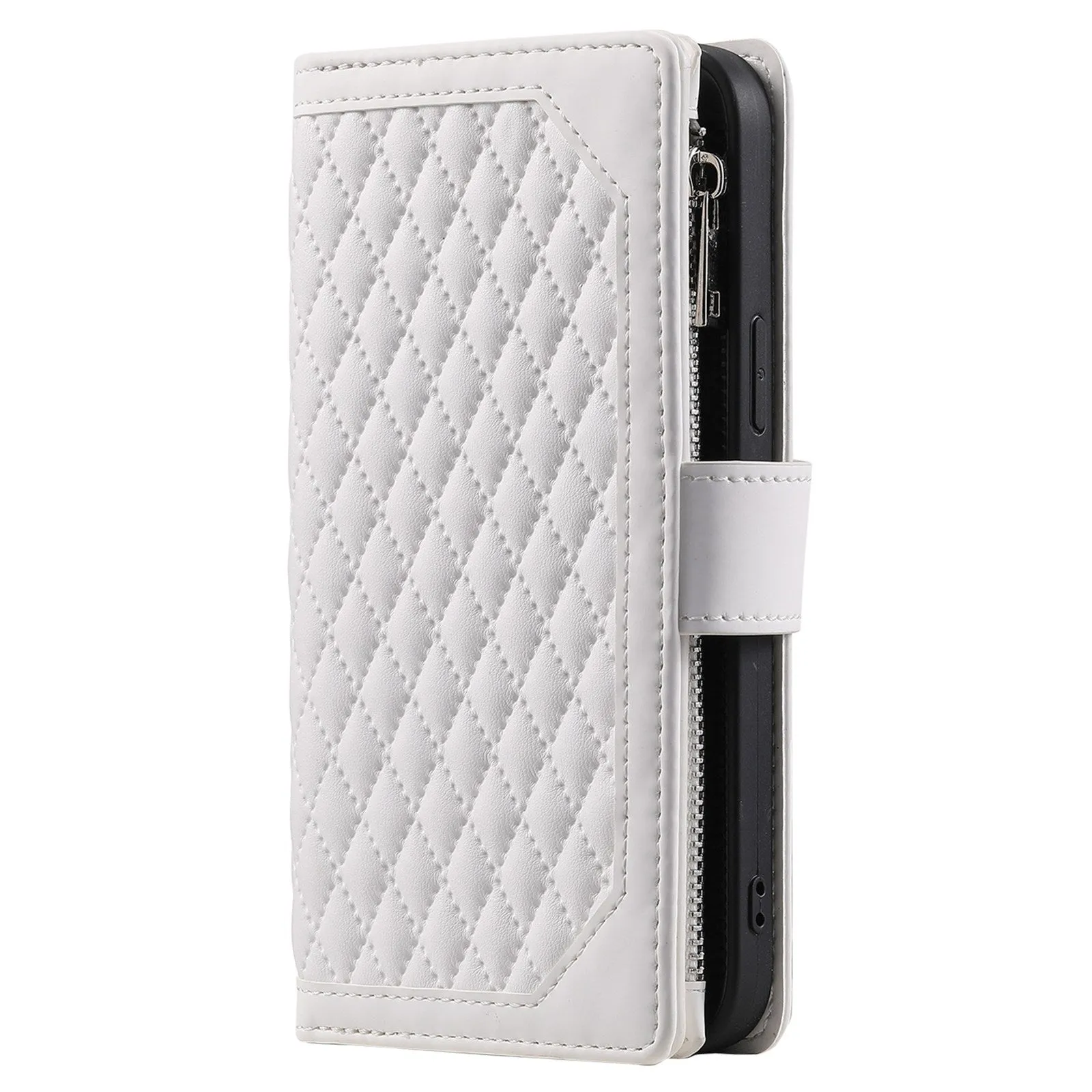 005 Style PU Leather Phone Cover for Xiaomi Redmi Note 11 Pro 4G (Mediatek) / 11 Pro 5G (Qualcomm), Rhombus Texture Zipper Pocket Shell Stand Wallet Case with Strap