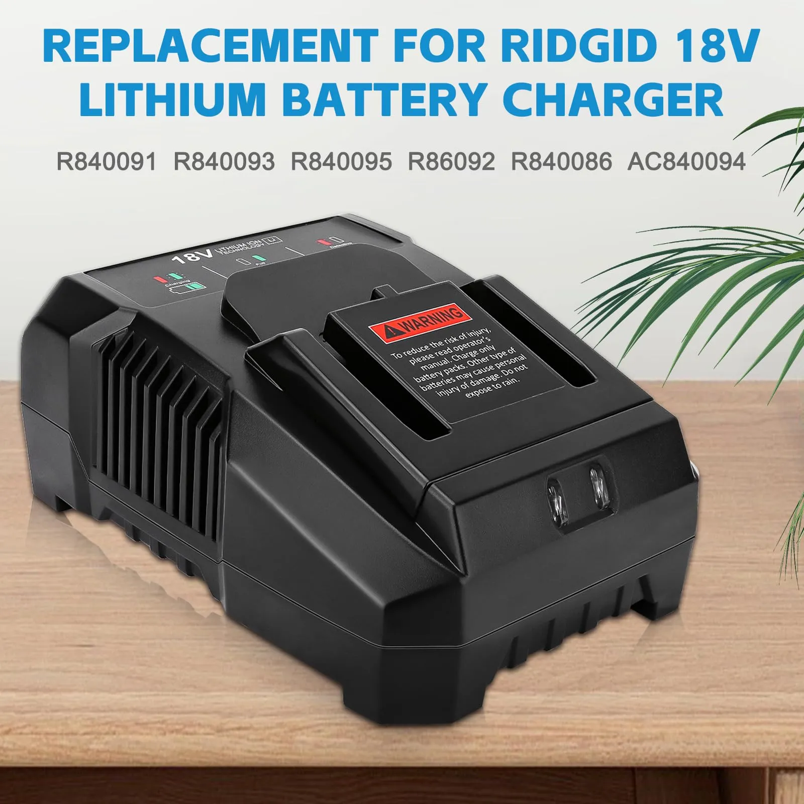 1 Pack 18V R86092 Fast Lithium Replacement Battery Charger R86092 Compatible with Ridgid 18 Volt Battery R840083 R840085 R840086 R840087 AC840085 AC840086 AC840087P AC840089 Cordless Power Tools