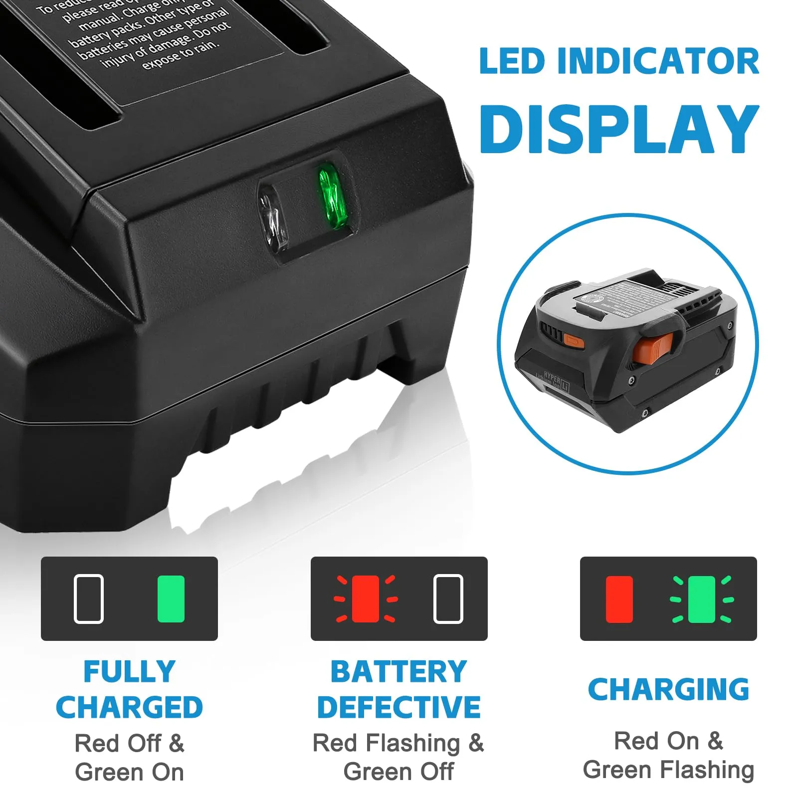 1 Pack 18V R86092 Fast Lithium Replacement Battery Charger R86092 Compatible with Ridgid 18 Volt Battery R840083 R840085 R840086 R840087 AC840085 AC840086 AC840087P AC840089 Cordless Power Tools