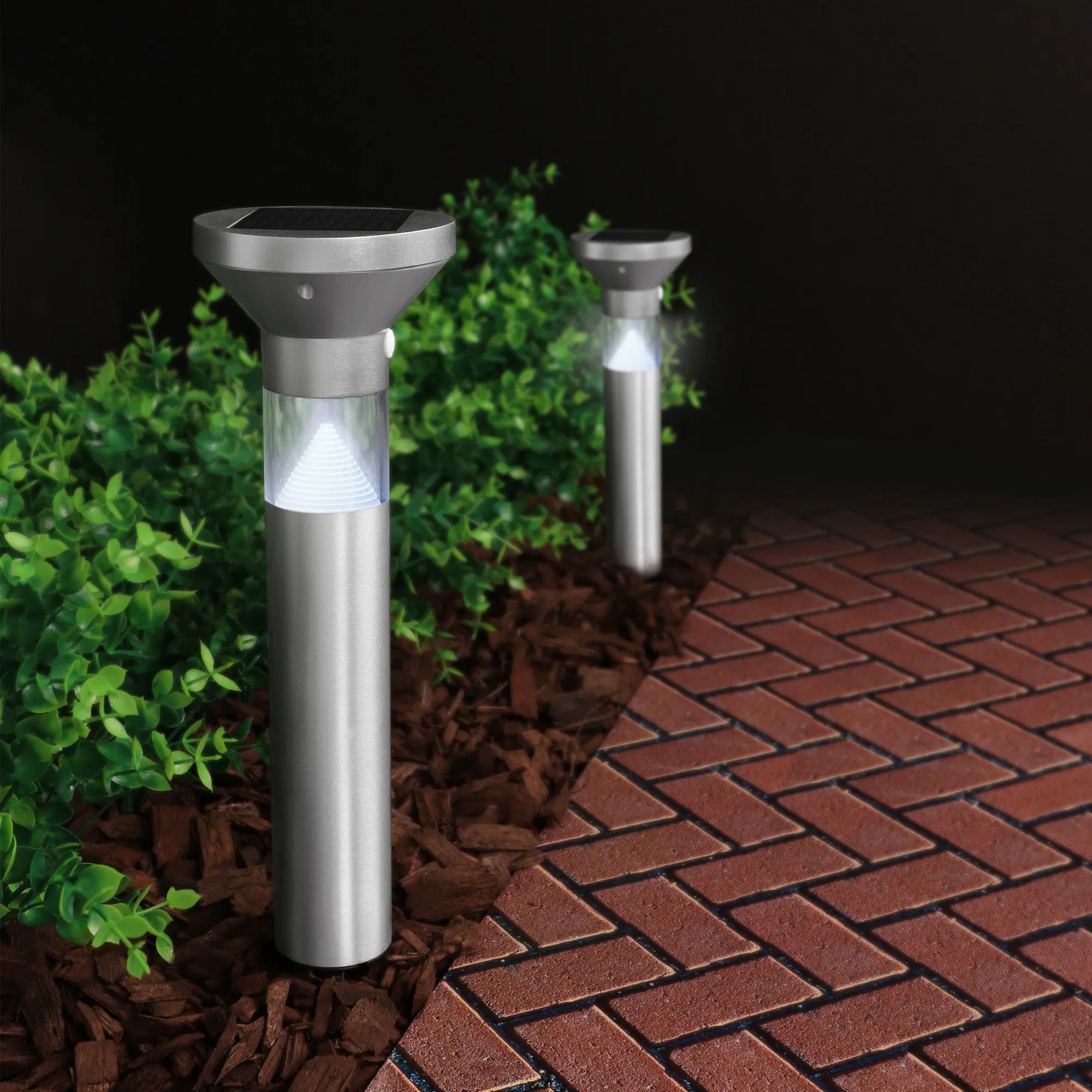 12 in. OneSync Landscape Nickel Solar Bollard Light