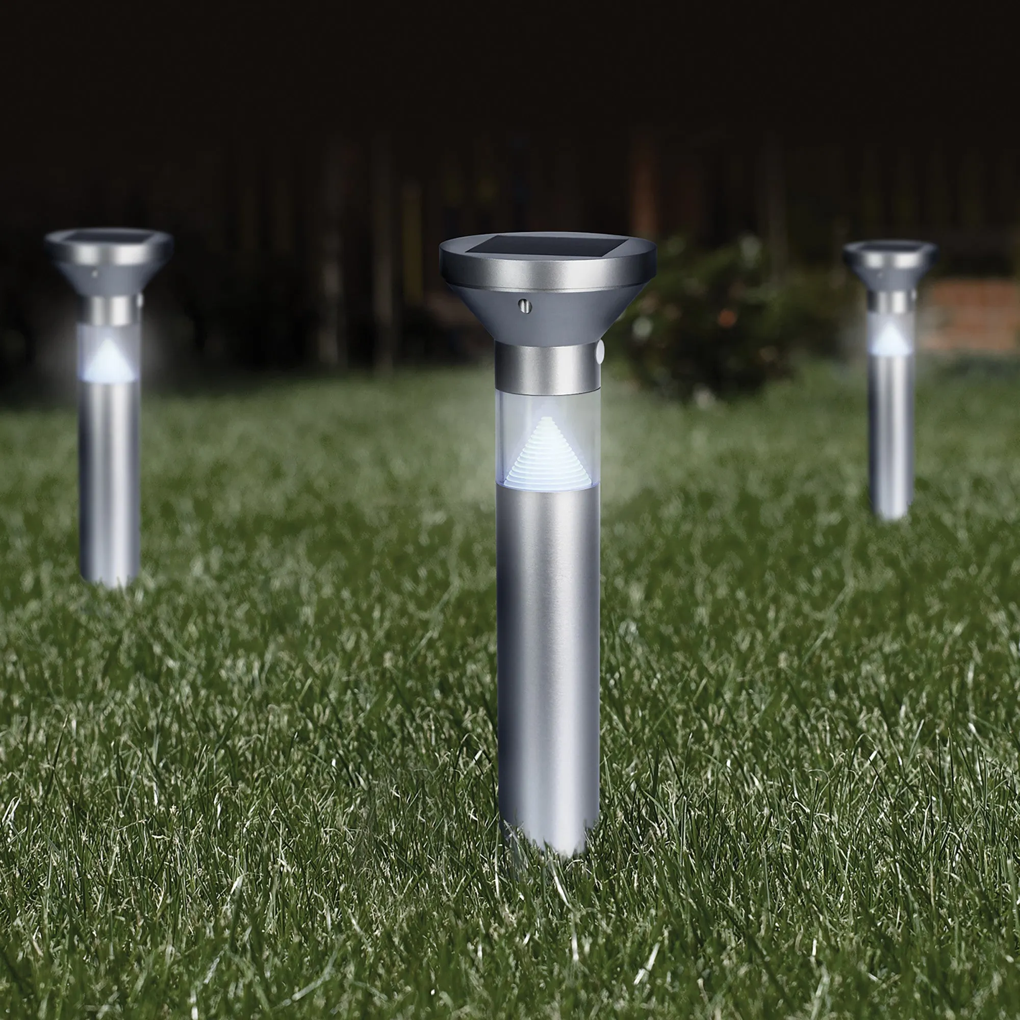 12 in. OneSync Landscape Nickel Solar Bollard Light