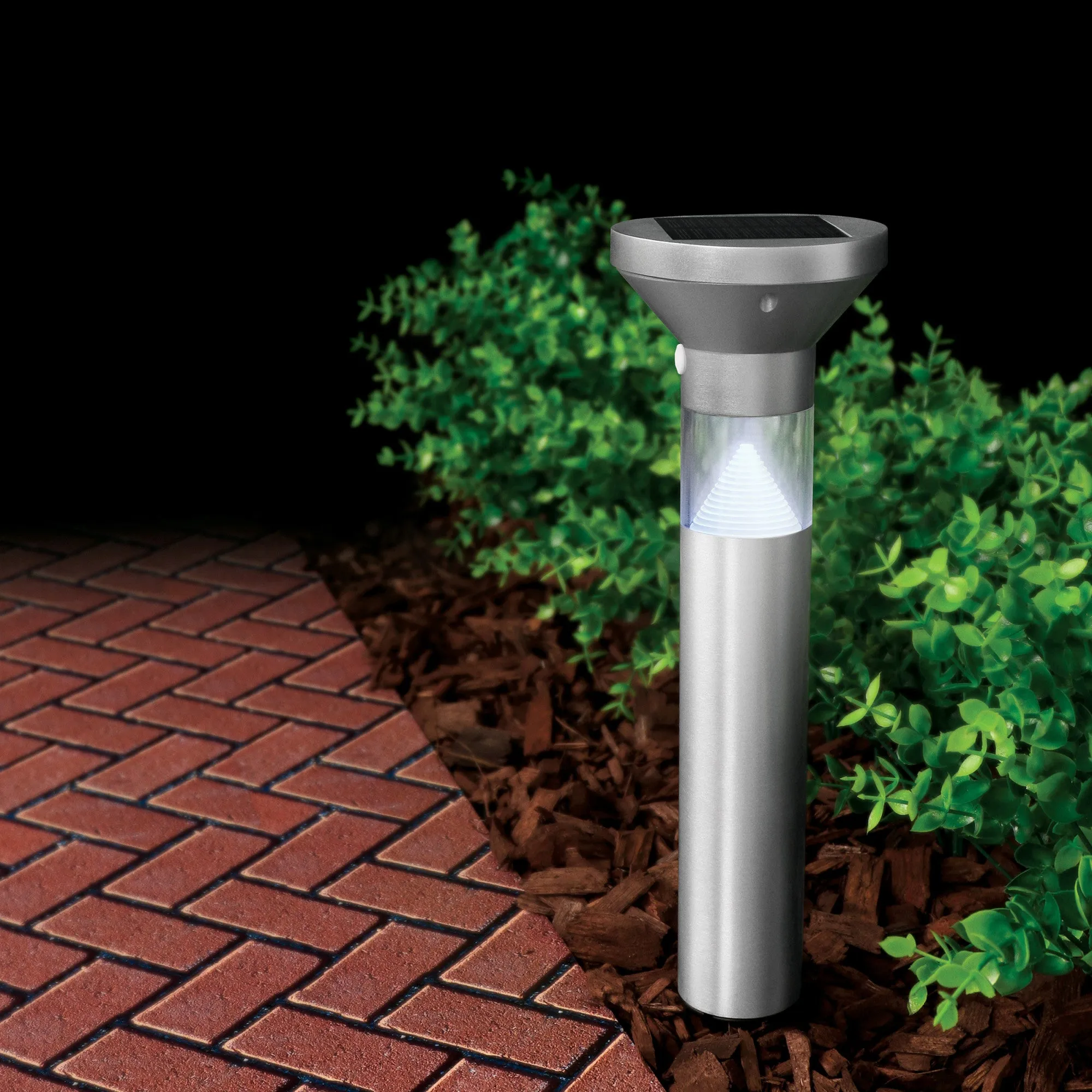 12 in. OneSync Landscape Nickel Solar Bollard Light