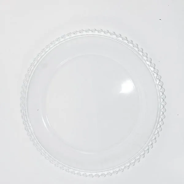 12.5" Clear Acrylic w/bead Charge Plate (Clear Bead)