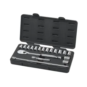 18 Piece 1/2" Drive Metric 6 Point Socket Set