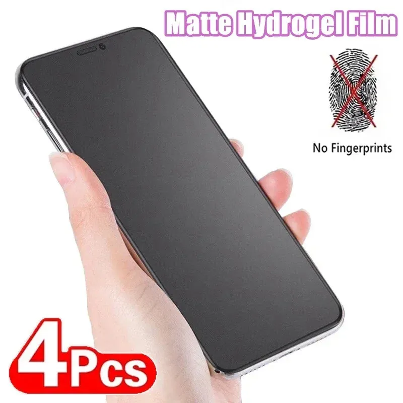 4Pcs Matte Hydrogel Film for iPhone 13 11 12 14 Pro Max Mini 15 Plus Frosted Screen Protector for iPhone 15 XR XS MAX Not-Glass