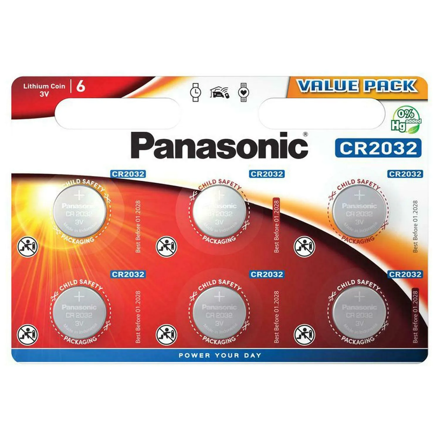 6 X Panasonic CR2032 3V Battery Lithium Coin Cell DL/BR 2032 Car Key Batteries