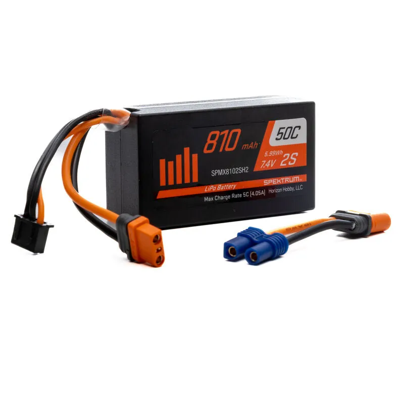 7.4V 810mAh 2S 50C LiPo Battery: IC2 (SPMX8102SH2)