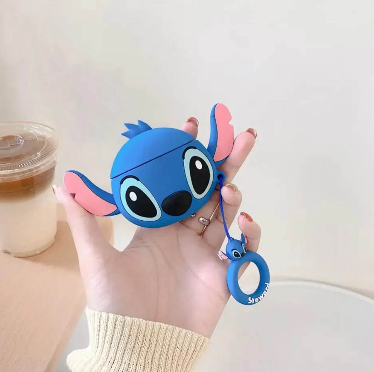 AirPods Pro 2 Case Soft Silicone Shockproof Cover for Apple Airpods Pro 2nd, New 3D Cute Cartoon Creative Fun Case with Keychain Design For Airpods Pro 2nd Case (stitch blue)