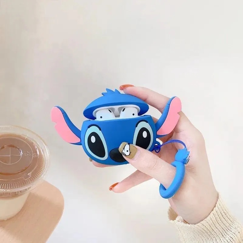 AirPods Pro 2 Case Soft Silicone Shockproof Cover for Apple Airpods Pro 2nd, New 3D Cute Cartoon Creative Fun Case with Keychain Design For Airpods Pro 2nd Case (stitch blue)