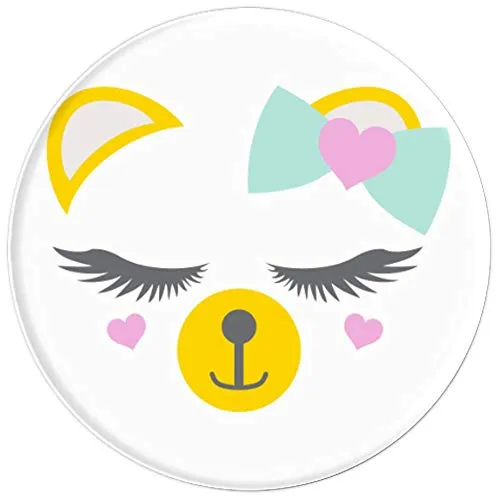 Amazon.com: Animal Faces Series (Bear in Bow with hearts) - PopSockets Grip and Stand for Phones and Tablets: Cell Phones & Accessories