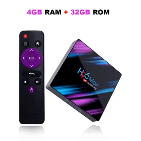 Android TV Box [4GB RAM 32GB ROM] RK3318 Quad-Core 64bit Processor H96 MAX Android Smart TV Box Dual WiFi Bluetooth 4.0 4K Ultra HD 3D Video Support