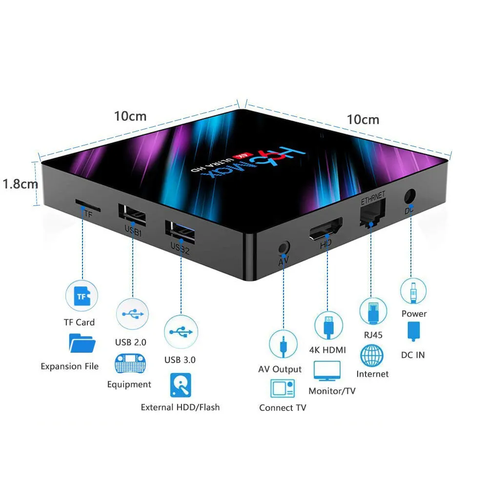 Android TV Box [4GB RAM 32GB ROM] RK3318 Quad-Core 64bit Processor H96 MAX Android Smart TV Box Dual WiFi Bluetooth 4.0 4K Ultra HD 3D Video Support