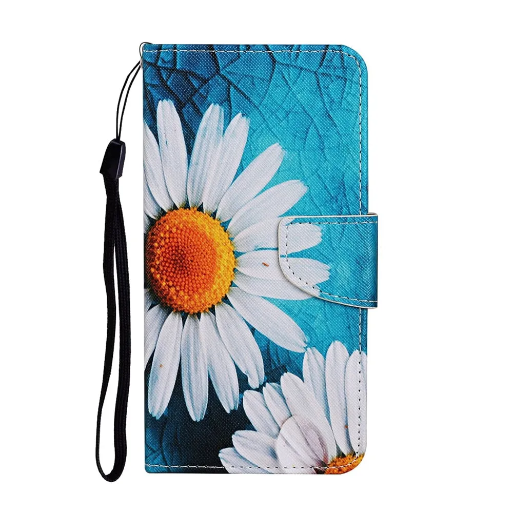 Anymob Samsung Blue Flower Phone Cases Leather Flip Stand Cover