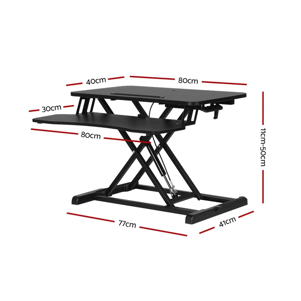 Artiss Standing Desk Riser Height Adjustable Black 80cm