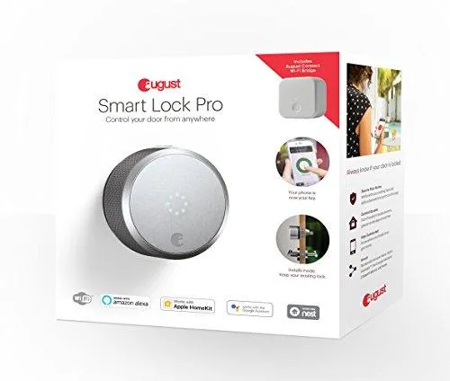 August Smart Lock Pro (3rd Gen)   Connect Hub - Zwave, HomeKit & Alexa Compatible - Silver