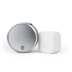 August Smart Lock Pro (3rd Gen)   Connect Hub - Zwave, HomeKit & Alexa Compatible - Silver