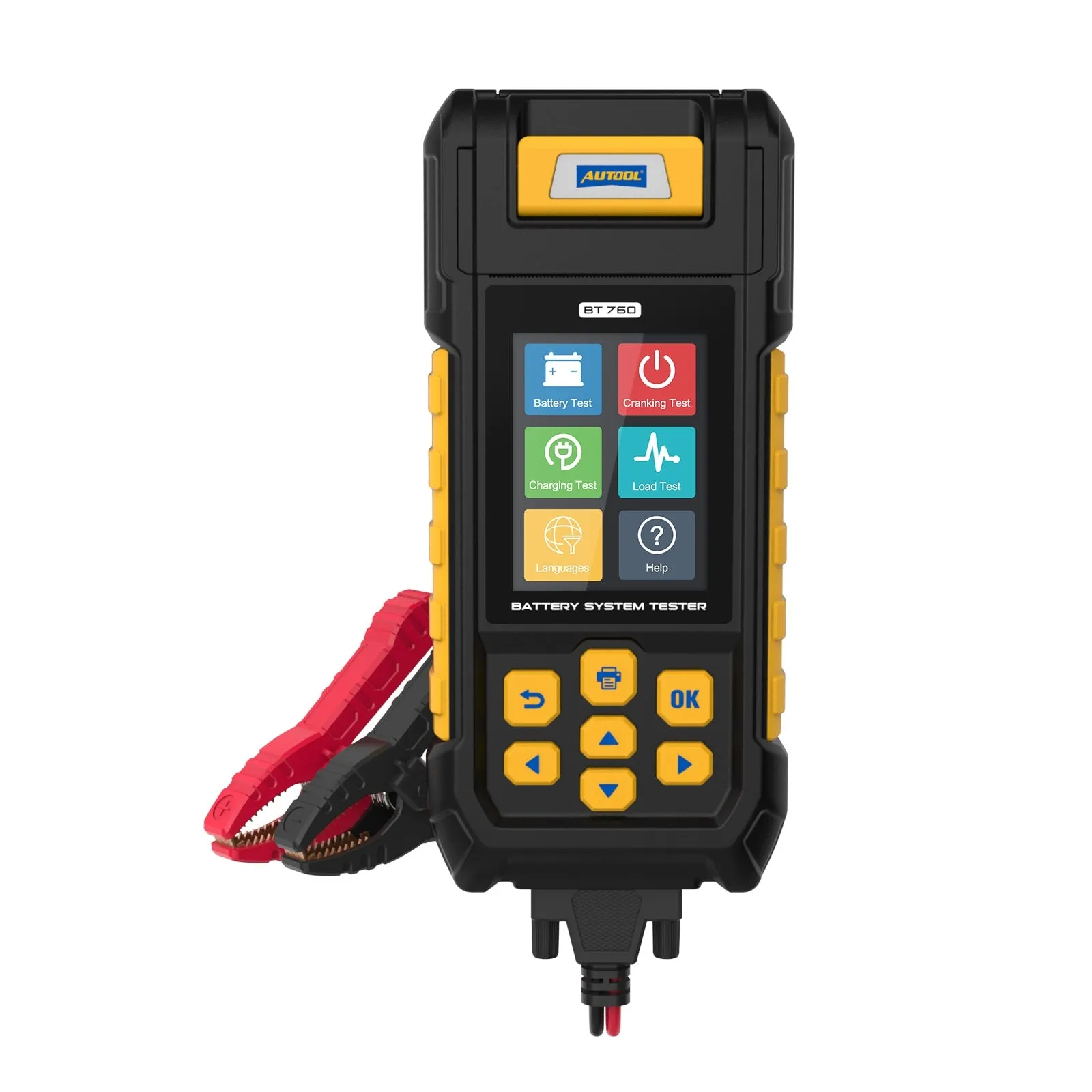 AUTOOL BT760 Battery Tester with Printer & Color Screen Cranking/Charging/Max Load Test.