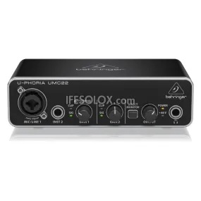 Behringer U-PHORIA UMC22 2x2 USB Audio Interface with Midas Mic Preamplifier - Brand New