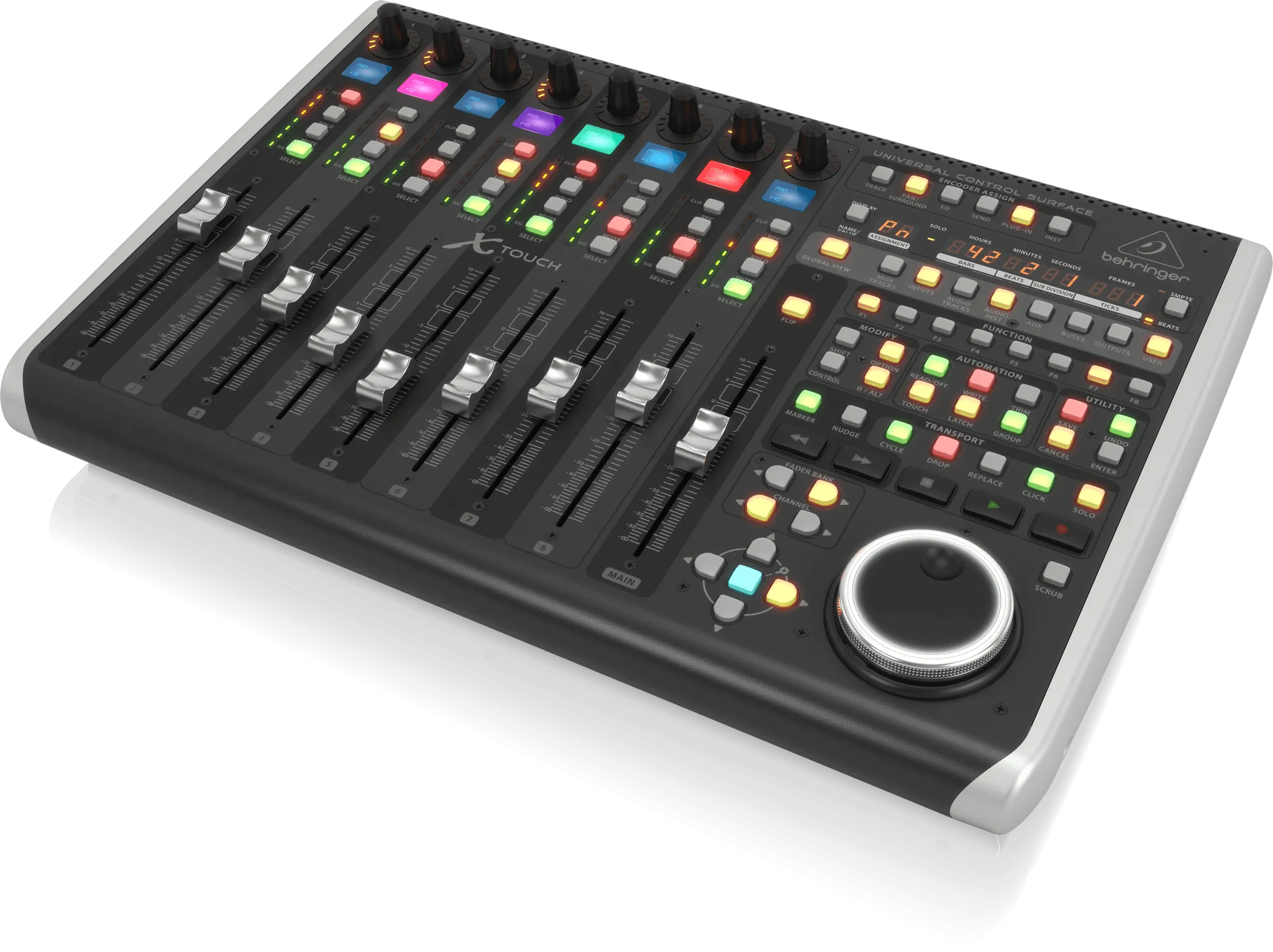 Behringer X-Touch Universal Control Surface with 9 Touch-Sensitive Motor Faders, LCD Scribble Strips and Ethernet/USB/MIDI Interface