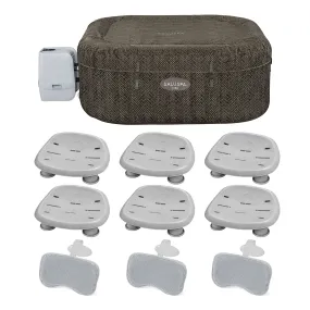 Bestway SaluSpa AirJet Inflatable Square Hot Tub w/6 Seat & 3 Headrest Pillow