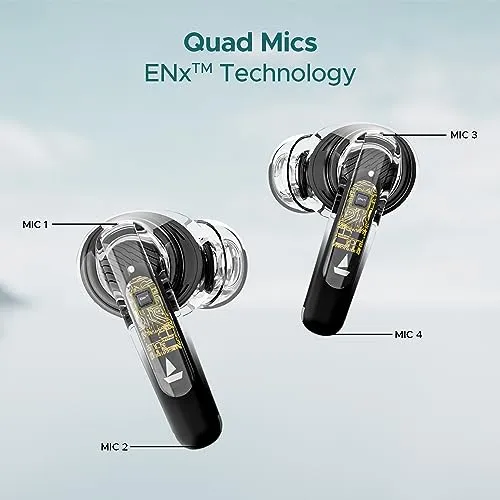 boAt Newly Launched Airdopes 141 ANC TWS Earbuds with 32 dB ANC, 42 HRS Playback, 50ms Low Latency Beast™ Mode, IWP™ Tech,Quad Mics with ENx™,ASAP™ Charge,USB Type-C Port & IPX5(Gunmetal Black)