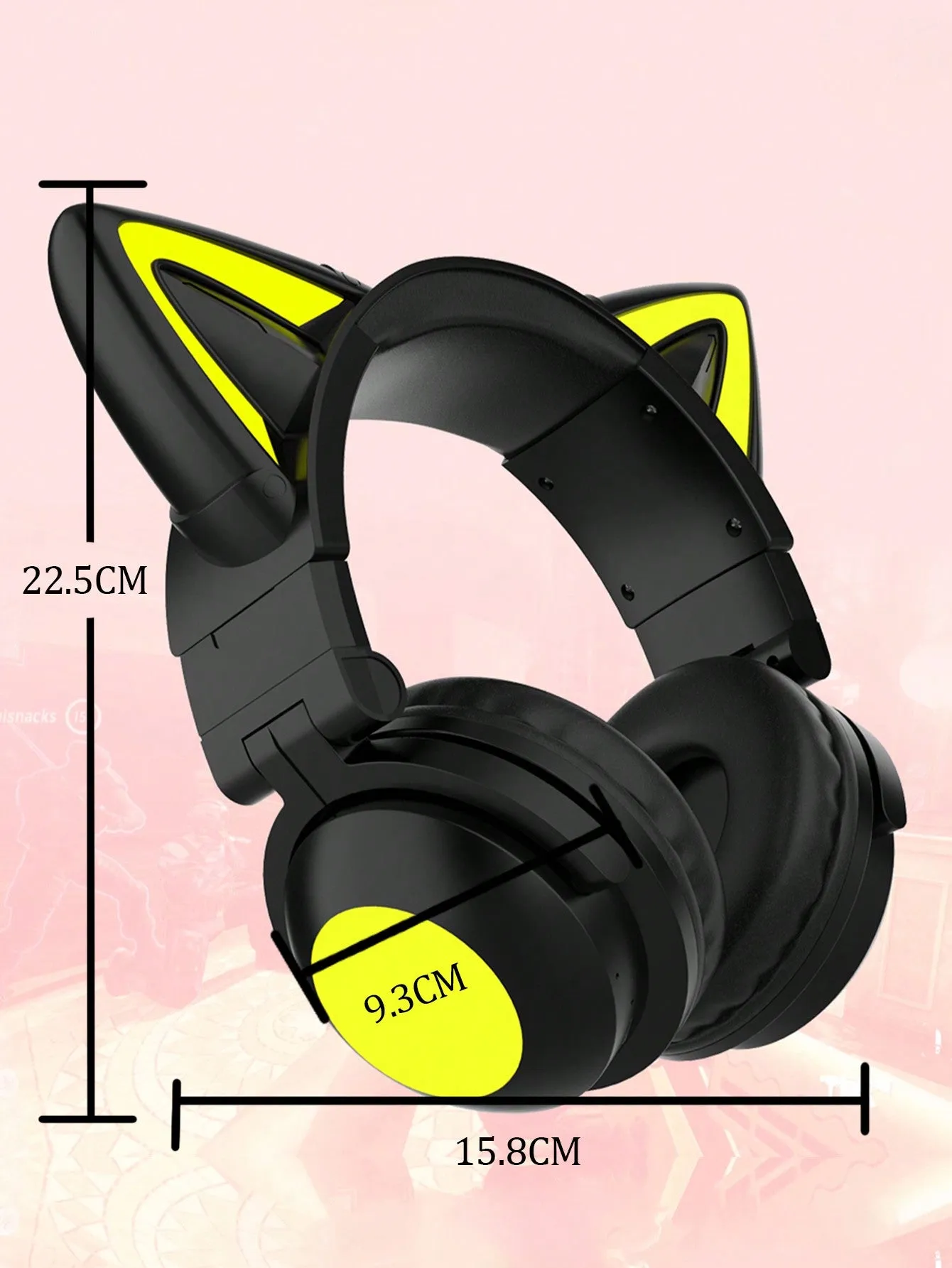 Cat style gaming headset with colorful LED lights, long playback, with microphone, foldable, with deep bass, HiFi stereo suitable for tablets and mobile phones