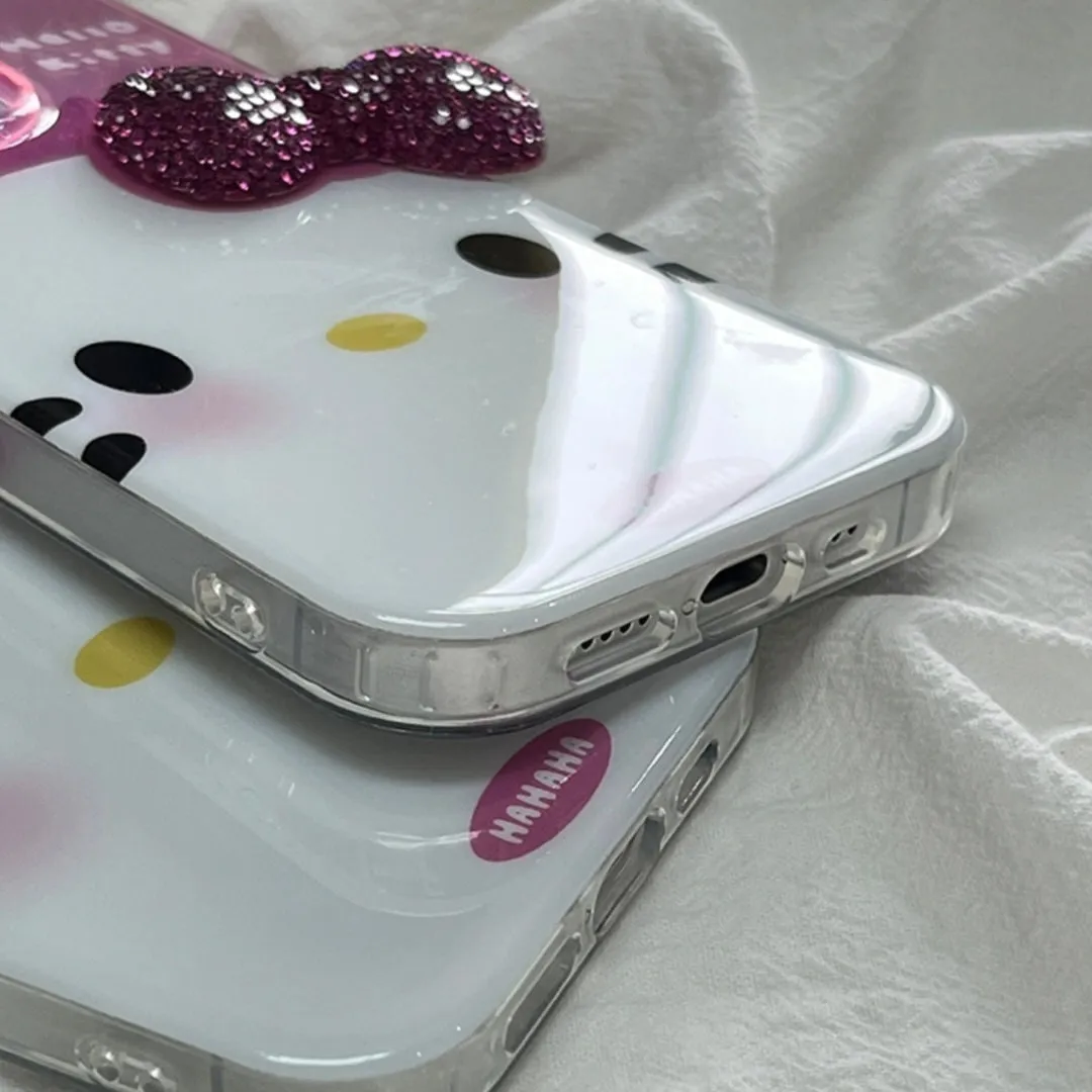 Chic Pink Rhinestone Bowknot Kitty Phone Case