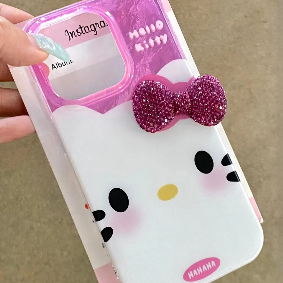 Chic Pink Rhinestone Bowknot Kitty Phone Case