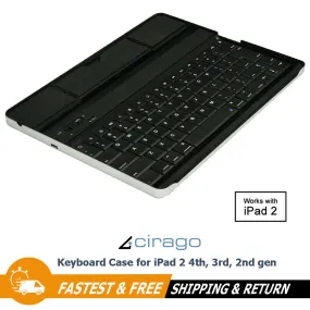 Cirago Aluminum Wireless USB Keyboard Case for Apple iPad 2 4th, 3rd, 2nd gen