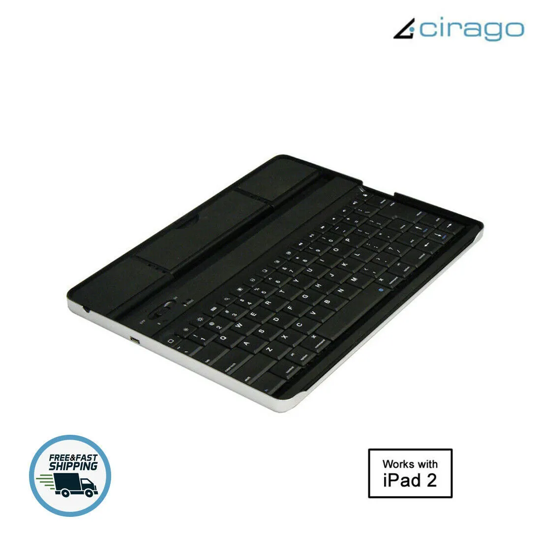 Cirago Aluminum Wireless USB Keyboard Case for Apple iPad 2 4th, 3rd, 2nd gen