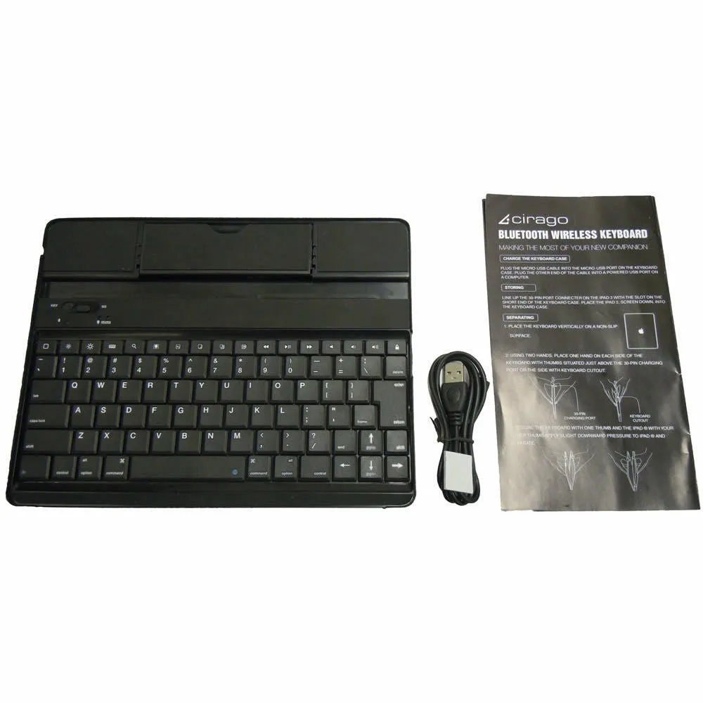 Cirago Aluminum Wireless USB Keyboard Case for Apple iPad 2 4th, 3rd, 2nd gen