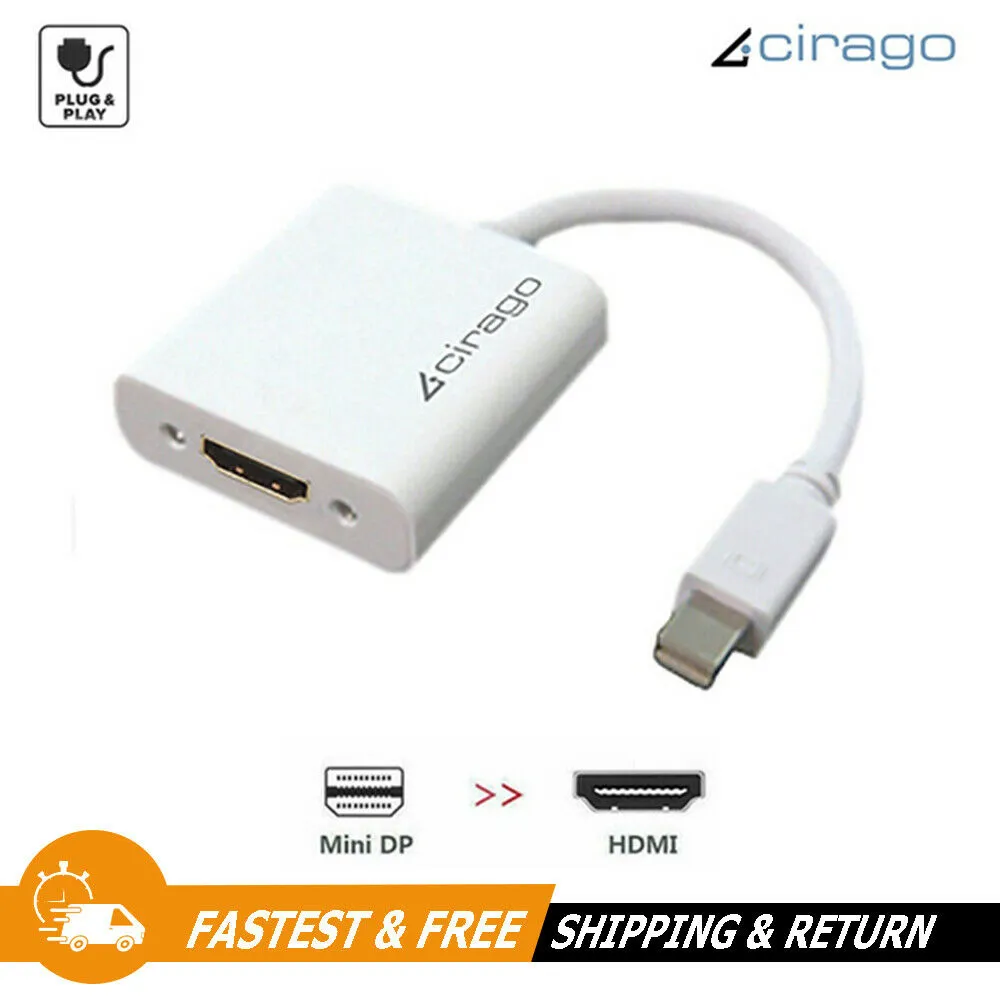 Cirago Mini Display Port to HDMI Audio Video Converter Cable Adapter for PC HDTV