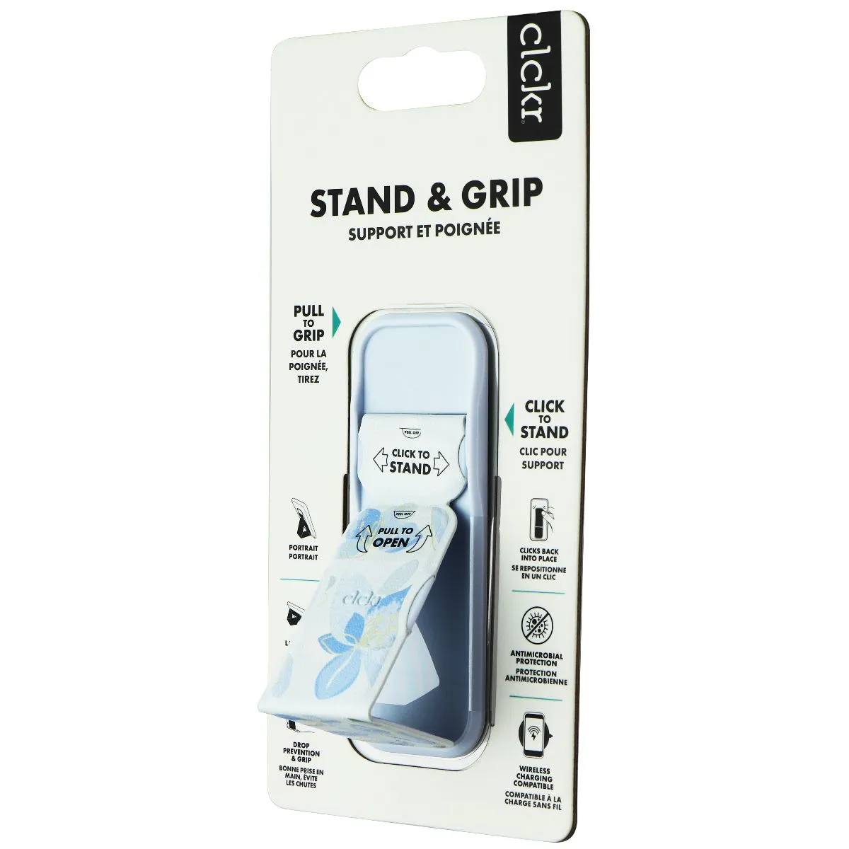 CLCKR Stand & Grip Universal Adhesive Kickstand for Smartphones - Blue Flowers