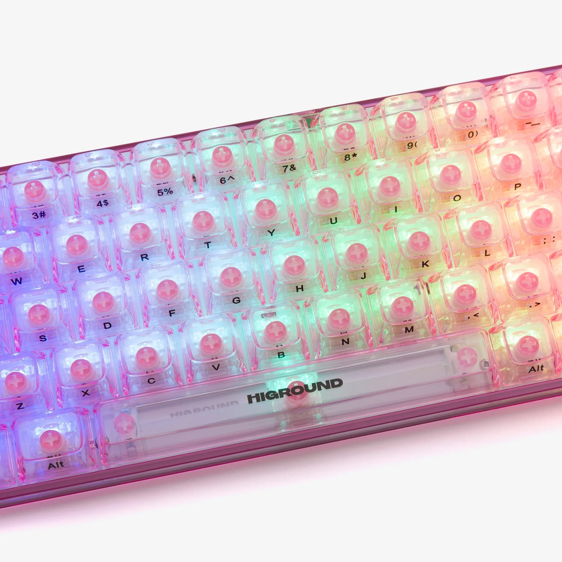 CLEAR ROSE QUARTZ Base 65 Keyboard (Honey V2 Switch)