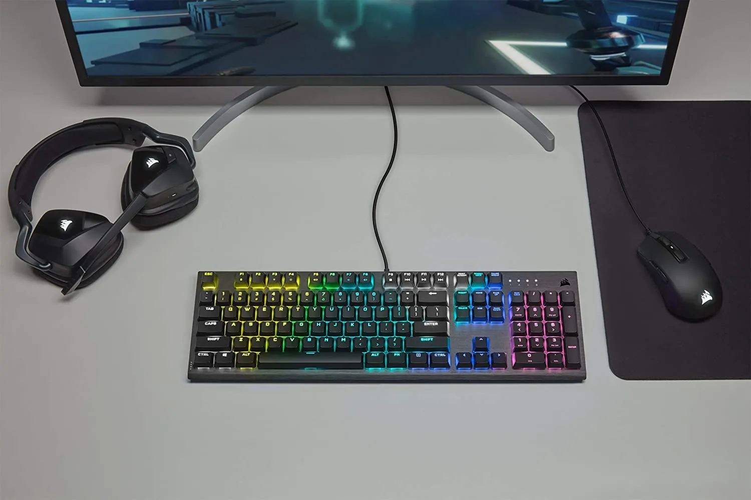 Corsair Keyboard K60 RGB Pro Low Profile Mechanical Gaming Keyboard - Cherry MX Low Profile Speed Mechanical Keyswitches – Slim and Streamlined Durable Aluminum Frame - Customizable Per-Key RGB Backlighting