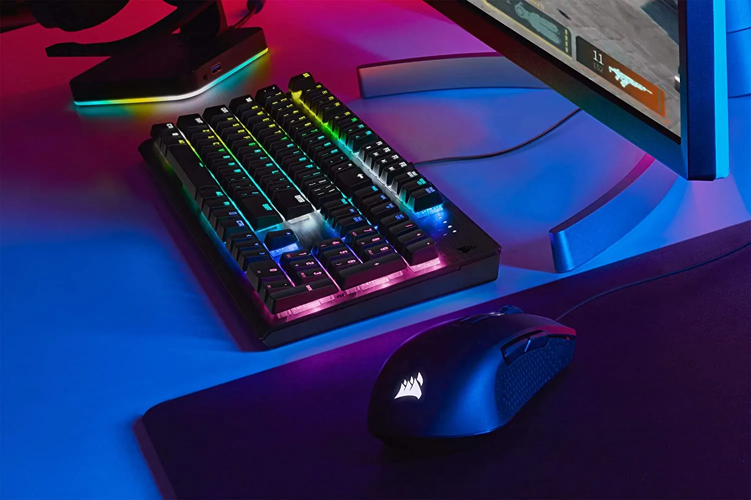 Corsair Keyboard K60 RGB Pro Low Profile Mechanical Gaming Keyboard - Cherry MX Low Profile Speed Mechanical Keyswitches – Slim and Streamlined Durable Aluminum Frame - Customizable Per-Key RGB Backlighting