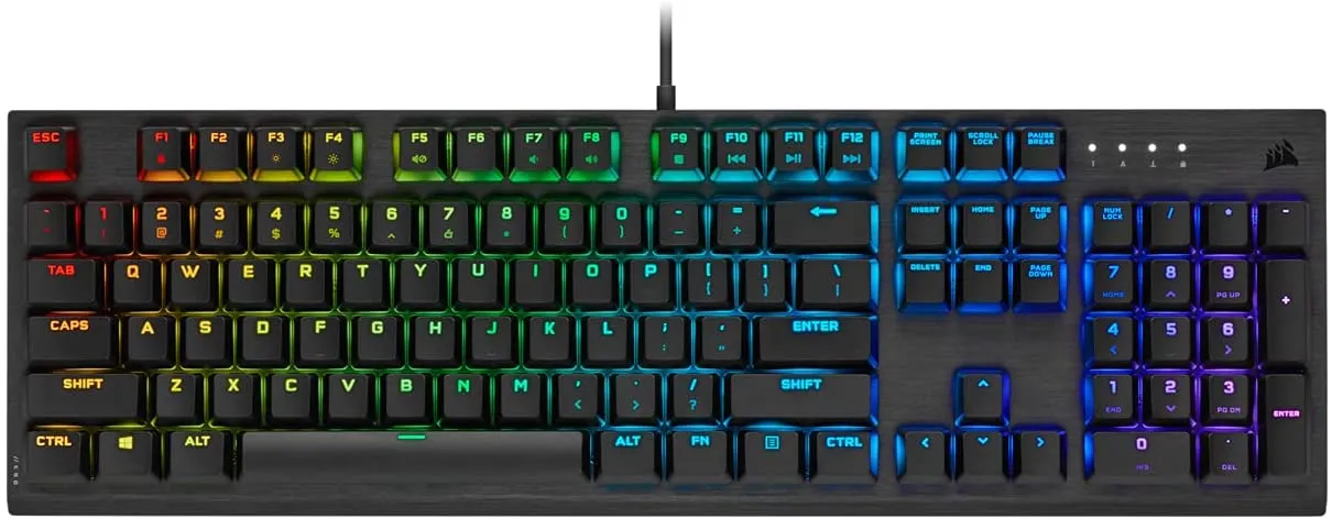 Corsair Keyboard K60 RGB Pro Low Profile Mechanical Gaming Keyboard - Cherry MX Low Profile Speed Mechanical Keyswitches – Slim and Streamlined Durable Aluminum Frame - Customizable Per-Key RGB Backlighting