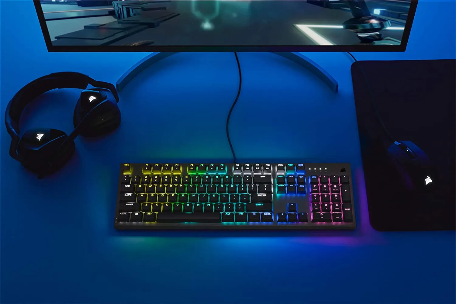 Corsair Keyboard K60 RGB Pro Low Profile Mechanical Gaming Keyboard - Cherry MX Low Profile Speed Mechanical Keyswitches – Slim and Streamlined Durable Aluminum Frame - Customizable Per-Key RGB Backlighting