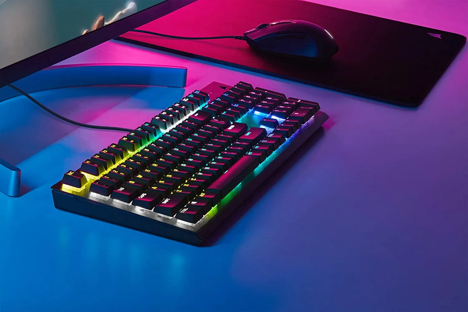 Corsair Keyboard K60 RGB Pro Low Profile Mechanical Gaming Keyboard - Cherry MX Low Profile Speed Mechanical Keyswitches – Slim and Streamlined Durable Aluminum Frame - Customizable Per-Key RGB Backlighting