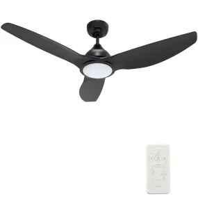 CRANSTON 52 inch 3-Blade Smart Ceiling Fan with LED Light Kit & Remote - Black/Black