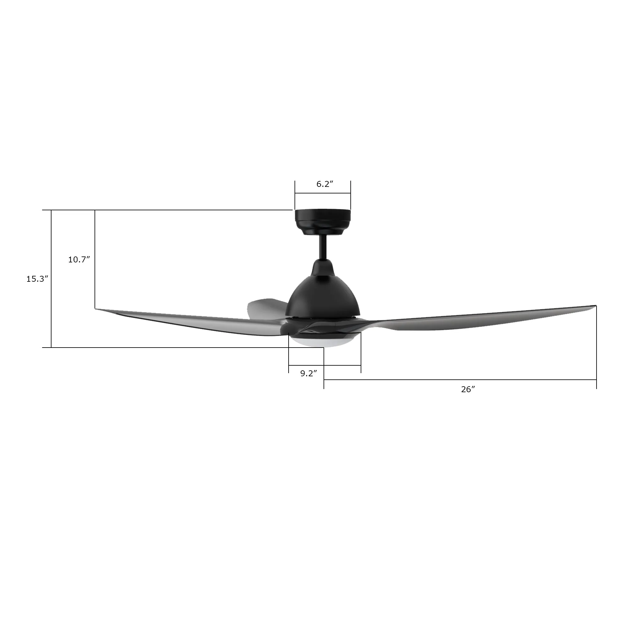 CRANSTON 52 inch 3-Blade Smart Ceiling Fan with LED Light Kit & Remote - Black/Black