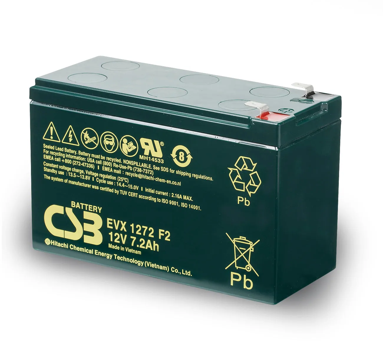 CSB EVH / EVX Series - CYCLIC BATTERY 12V7.2AH F2 EVX1272F2