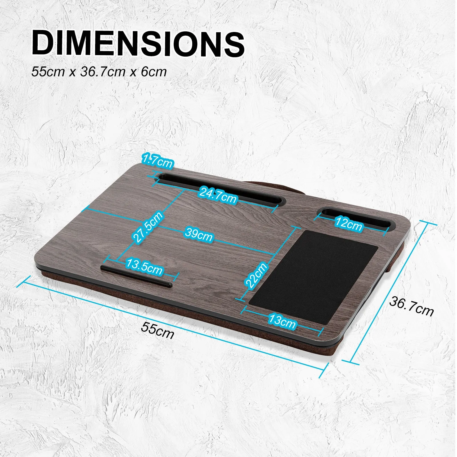 Cushioned Lap Desk Laptop Stand with Mousepad & Slots KANDOKA