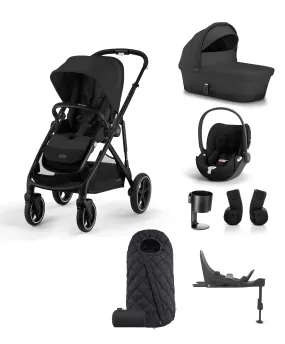 Cybex Gazelle S Pushchair Bundle with Cybex Cloud T Car Seat  (7 Pieces) - Moon Black