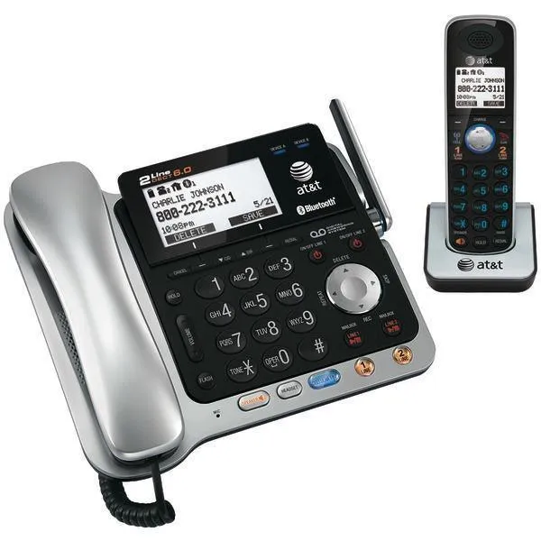 DECT 6.0 2-Line Connect to Cell Corded-Cordless Bluetooth Phone System with Digital Answering System & Caller ID (Corded Base System & Single Handset)