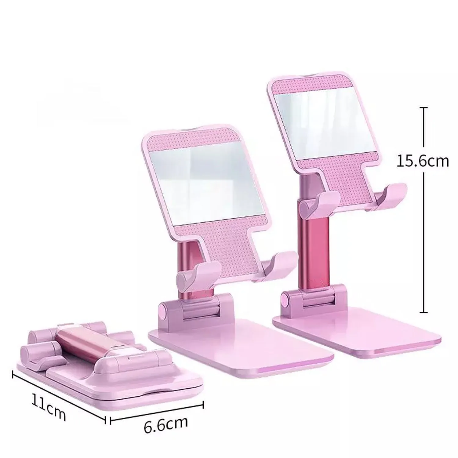 Desktop Cell Phone Stand Phone Holder with mirror full 3-Way Adjustable Phone Stand for Desk Height   Angles Perfect As Desk Organizers and Accessories.