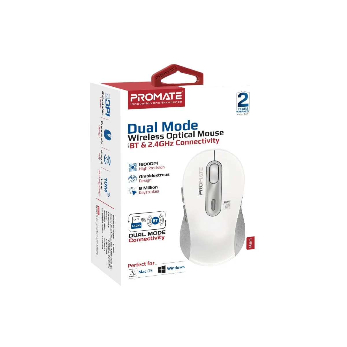 Dual Mode Wireless Optical Mouse with BT & RF Connectivity