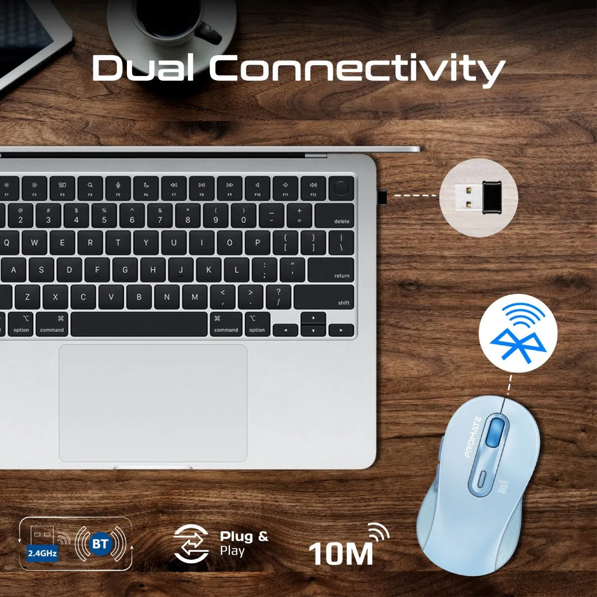 Dual Mode Wireless Optical Mouse with BT & RF Connectivity