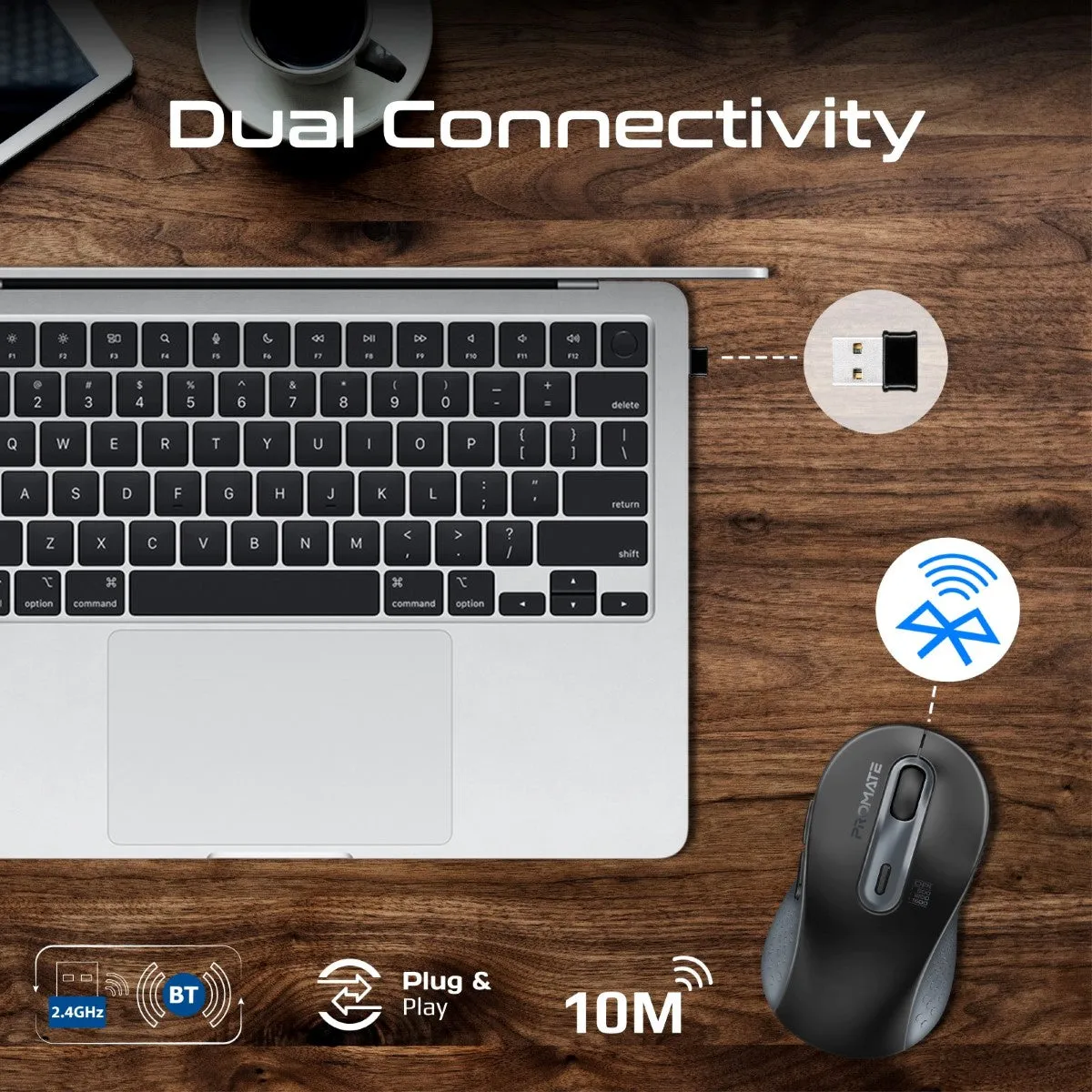 Dual Mode Wireless Optical Mouse with BT & RF Connectivity